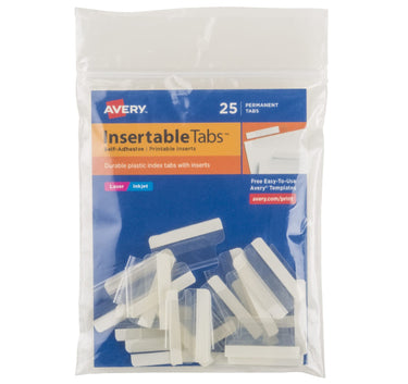 Avery Insertable Self-Adhesive Tabs with Printable Inserts, 1